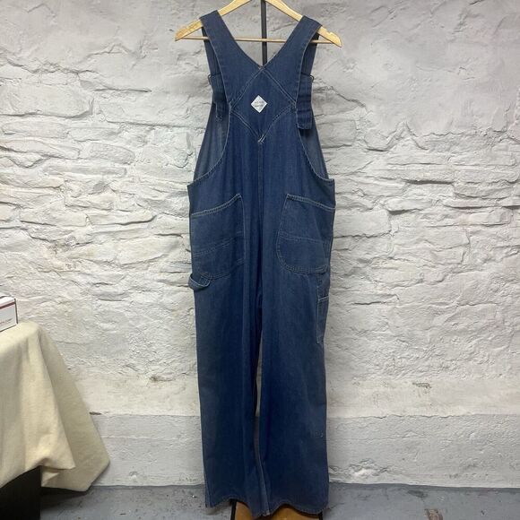 Vintage Big Mac Square Bak Overalls Denim Carpenter Button Fly 80s 40x30 - Picture 2 of 9
